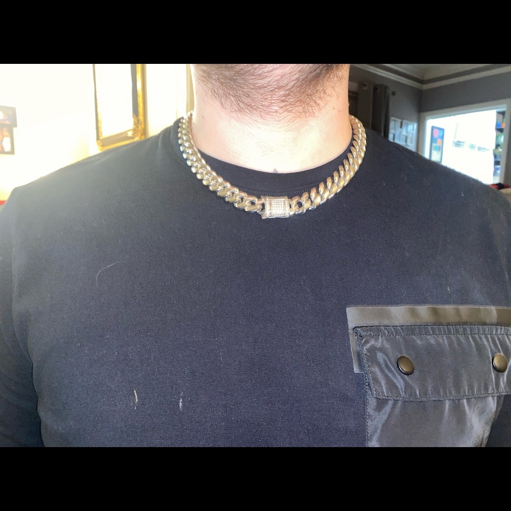 20 in Stainless Steel Cuban Link with Cubic Zirconia.
